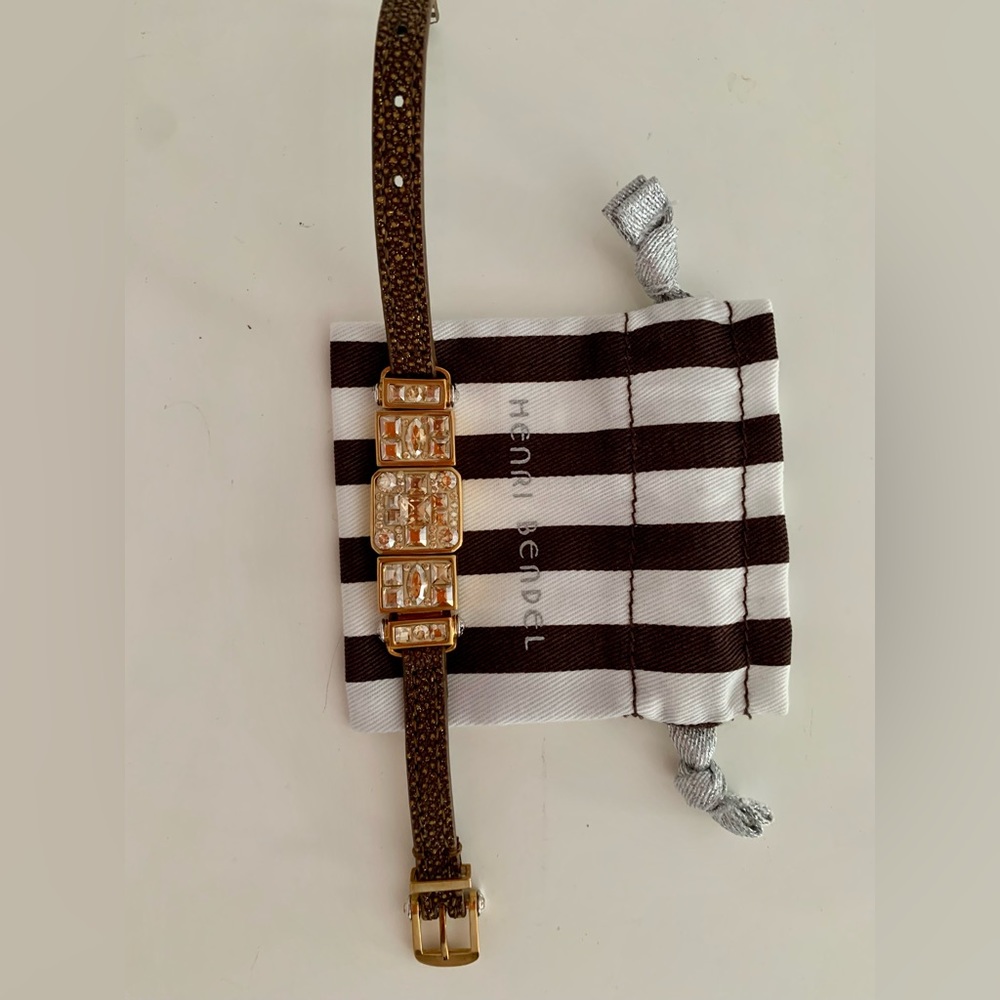 Henri Bendel goldtone leather bracelet